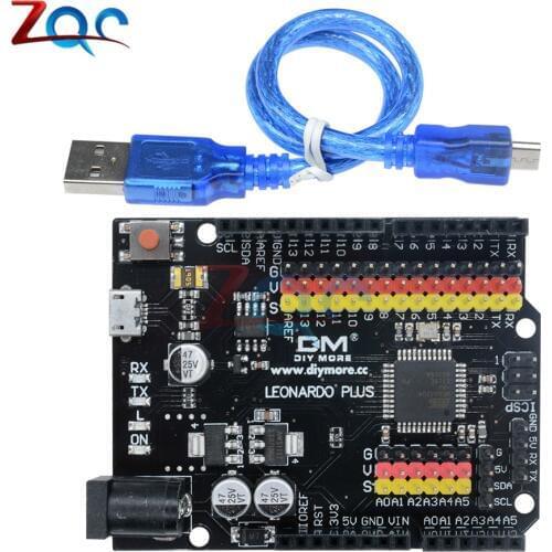 Leonardo R3 Plus Mcrocontroller Development Board I/O Shield Module ATmega32U4 Pro Micro 5V SPI IIC For Arduino Micro USB Cable