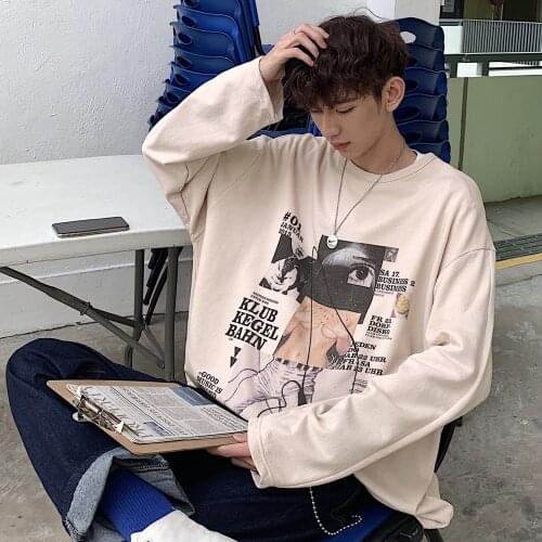 2019 Spring Mens Casual Sweatshirts New Male Doodle Printing Coats Fashion Trend Pullover Hoodies Cotton Clothes