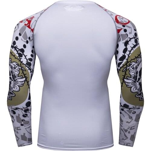 Men Custom made rashguard sportswear mma bjj long sleeve tights t-shirt
