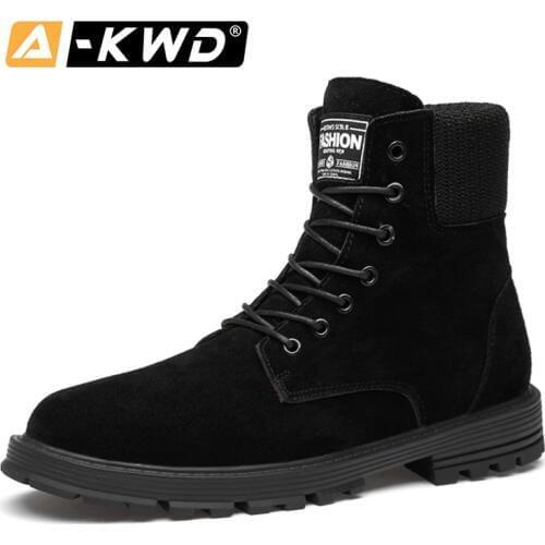 Fashion Black Men Winter Boots With Fur Winter Sneakers for Men Chaussure Hiver Homme Autumn Waterproof High Top Single Shoe Men