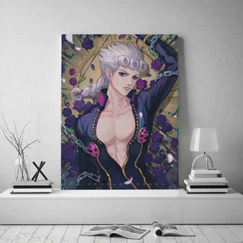 Canvas Poster Jojo S Bizarre Painting Wall Art Prints Giorno Giovanna Modular Pictures Anime Role Home Decor For Bedroom Frame