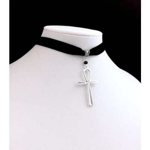 Ankh Necklace Black Choker Egyptian Grunge Eternal Charm Life Gothic Witchy Jewelry Pendant Women gift Fashion Novelty 2021 New