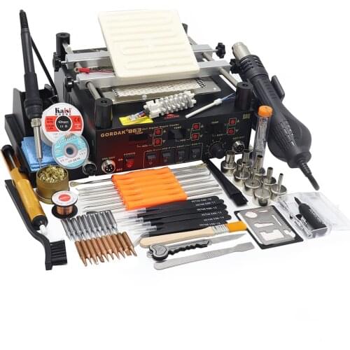 Three-in-one Preheater Rework Station Welding Tool With 450W Hot Air Gun 60w Electric Soldering Iron GORDAK 863