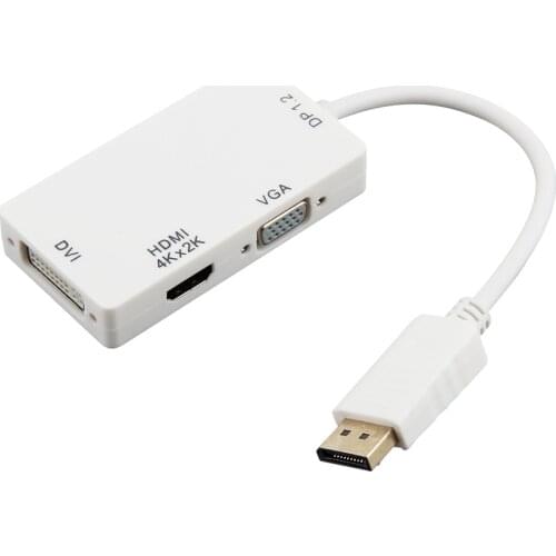 DP Male To HDMI-compatible + DVI + VGA Female Adapter Connector 2K X 4K HDTV DP 1.2 White & Black Cable Wholesales 20pcs/lot