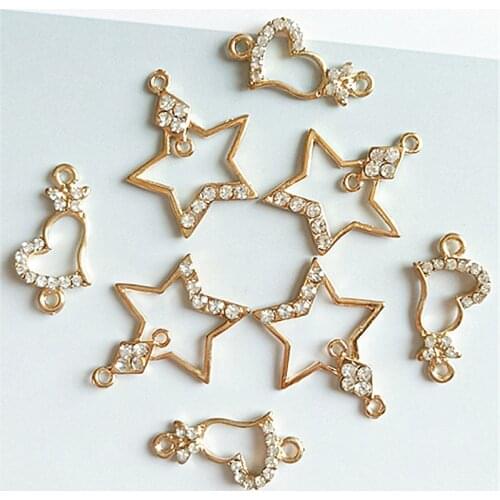 10 pcs/lot Alloy Creative Gold Leaf Pendant Buttons Ornaments Jewelry Earrings Choker Hair DIY Jewelry Accessories Handmade