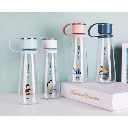 Lovely Plastic Sport Water Bottle Large Capacity Outdoor Matte Water Cup Men Women Kids Student Portable Bottle