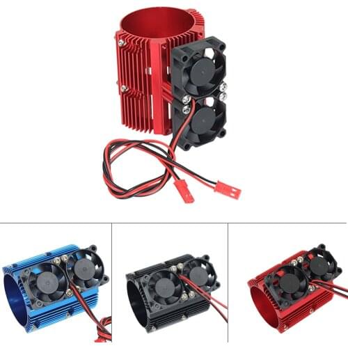 RC Motor Radiator Dual Fan 41-43MM Motor Radiator for High Speed Fan 1:8 Motor Heat Sink Traxxas SUMMIT Big S E-REVO Big E