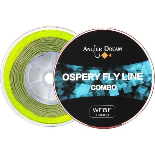 AnglerDream WF3F/5F/8F Fly Fishing Line Combo Floating Nylon Material Moss Creen with Backing and Tapered Leader