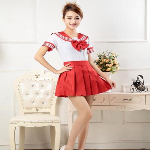 7 Colors Japanese School Uniforms Sailor tops+bow+skirt Navy Style Students Clothes For Girl Lala Cheerleader Clothing Plus size