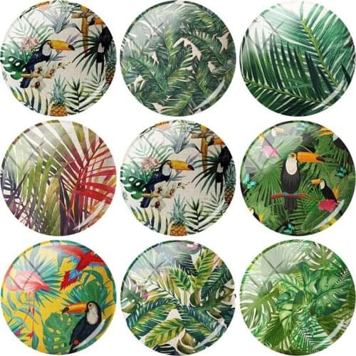 TAFREE 12-25 mm Green planting Tree Leaf Image DIY Glass Cabochon Dome For Necklace Earring Demo Flat Back Jewelry Findings