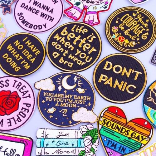 Hippie Letter Patch Embroidery Patches For Clothing Thermoadhesive Patches On Clothes Gay Patches For Clothing Applique Stickers