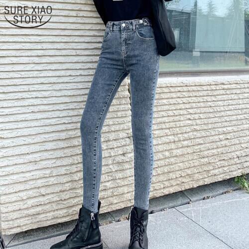 Oversized Jeans Womens Clothing Autumn 2021 New Vintage High Waist Capri-Pants Slim Pencil Pants for Women Jeans Femme 10732