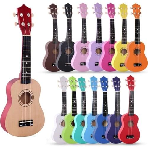 21 inch Ukulele Soprano Basswood Acoustic Nylon 4 Strings Ukulele Colorful Mini Guitar For Children Gift with strings and picks