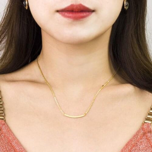 V Attract Minimalist Jewelry Simple Curved Bar Necklace Best Friends Bijoux Femme Geometric Charm Choker Gold Filled Collar