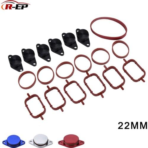 6pcs 22mm Diesel Swirl Flap Blanks Replacement Aluminum Bungs with Intake Manifold Gasket for BMW E46 320d 330d 520d 525d 530d