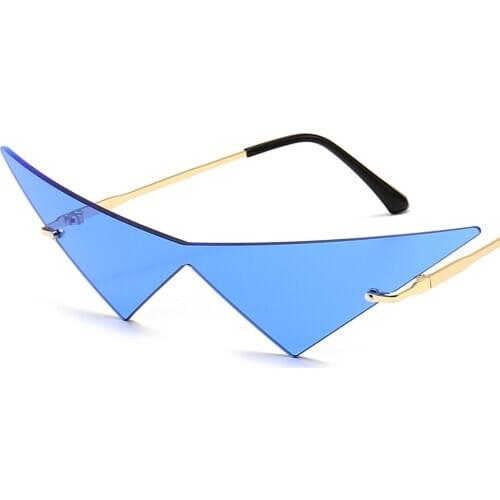 2020 New Personality Cat Eye Sunglasses Women Rimless Triangle Lens Luxury Brand Designer Fashion Party Eyewear Shades for Women