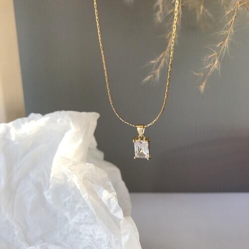 Silvology 925 Sterling Silver Bling Zircon Sugar Cube Necklace for Women Elegant Square Light Luxury Necklace Minimalist Jewelry