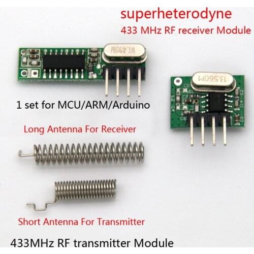 1 Set RF Module 433 Mhz Superheterodyne Receiver And Transmitter Kit With Antenna For Arduino Uno Diy Kits 433mhz Remote Control