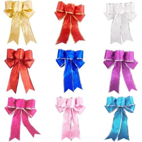 10Pcs 10inch x 8 inch Hair Rubber Christmas Tree Bow With Bow Hanging Ornaments