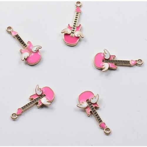 MRHUANG 10pcs wing wing Guitar Enamel Charms For DIY hand made Golden Color