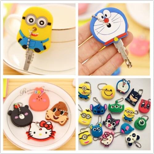 5Pcs/Set Cartoon Silicone Protective Keychain Control Dust Cover Keychain Cover Prop Pendant Keyring Key Chain Fashion Jewelries