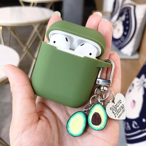 For Apple AirPods Case Cover Cute Green Fruit Avocado Bluetooth Earphone Case For Airpods Protective Cover With Key Ring Gifts