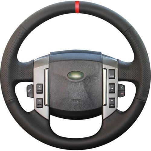 Black PU Artificial Leather Red Marker Car Steering Wheel Cover for Land Rover Discovery 3 2004-2009