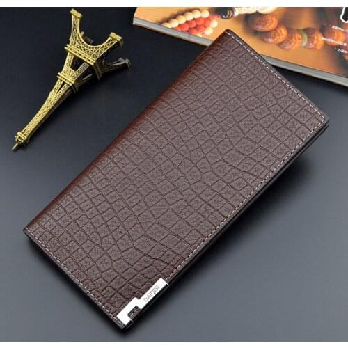Mens Wallet Long Vertical Open Coin Purses Male Multifunction Large-capacity Crocodile Pattern Card Holder Fashion Clutch Bag