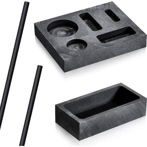 Graphite Ingot Mold, 1 KG Graphite Crucible Mould and 5-In-1 Casting Lead Iron Ingot Molds with 2Pcs Carbon Stirring Rod