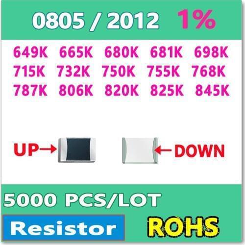 JASNPROSMA OHM 0805 F 1% 5000pcs 649K 665K 680K 681K 698K 715K 732K 750K 755K 768K 787K 806K 820K 825K 845K smd 2012 Resistor