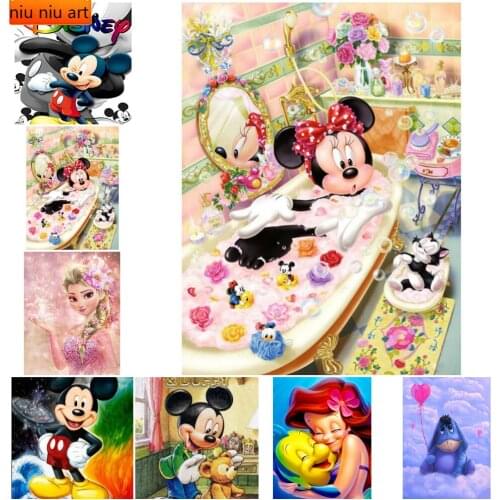 Disney 5D Square/Round Diamond Painting Mickey Takes A Bath Decoration Diamond Rhinestone Embroidery Cross Stitch Home Decor
