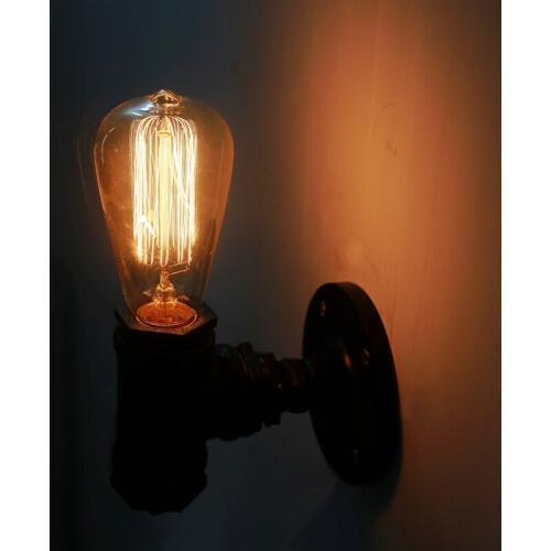 Loft retro wrought iron coffee shop personality pipe industrial style bar Spicy Bampa wall lamp