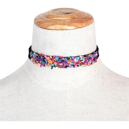 Fashion boho stone chokers necklace new necklaces women party club wear acrylic alloy nickel free fj718