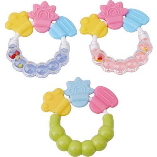 Cartoon Baby Teether Educational Toys Teeth Biting For Babies Baby Rattle Toy For Bed Bell Silicone Handbell Jingle