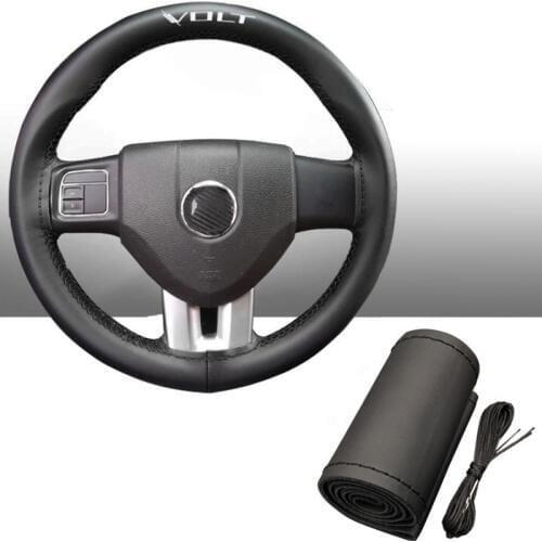 15 Inch Genuine Leather Braided Steering Wheel Cover for Chevrolet Volt Car Interior Accessories