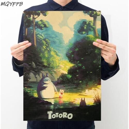 Totoro Anime Kraft paper poster home decoration painting wall sticker gift picture 50.5x35cm