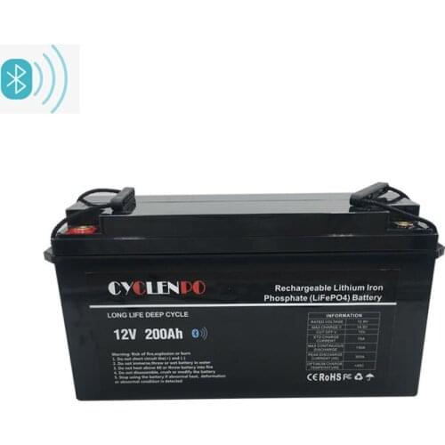Customized with wireless batterie lithium 12v 200ah lifepo4 battery with bms deep cycle for solar and ev