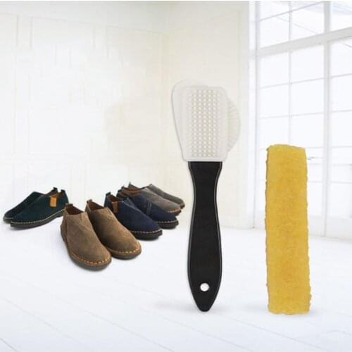 Useful Suede Shoe Brush 3 Side Cleaning Brush And Rubber Eraser Set Black S Shaped Shoes Cleaner For Suede Nubuck Boot Shoe