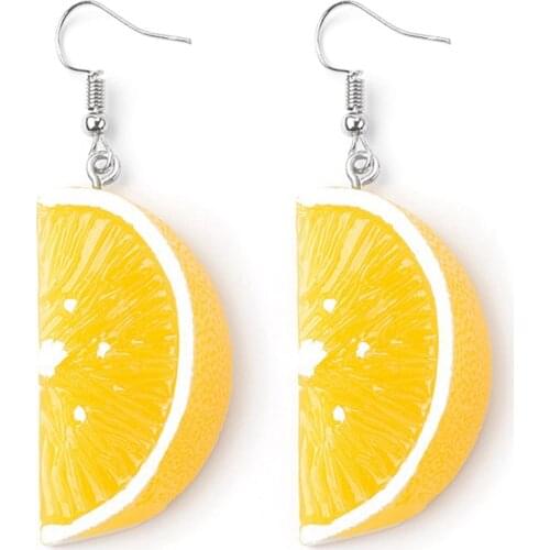 Resin Stereo Lemon Orange Earrings Long Pendant Fashion Summer Fruit Jewelry For Girls And Teenagers Gifts