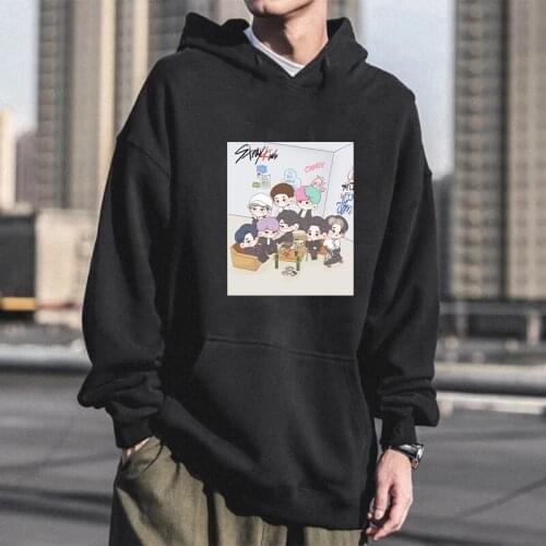 Popular Korean Boys Team Stray Kids Kawaii Cartoon Print Hoodies Harajuku Concert Fans Peripheral Support Women Sweatshirts Tops