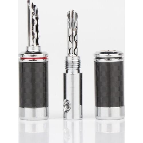 BA1406 8.6mm Diameter Rhodium Plated Banana BFA Banana High Quality Carbon Fiber Rhodium Plated Speaker Cable Plug