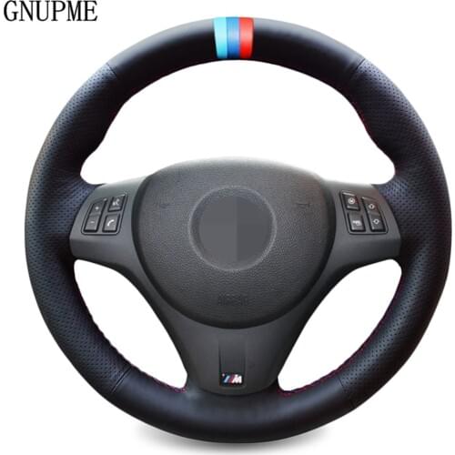 Hand-stitched Black Artificial Leather Car Steering Wheel Cover For BMW M Sport M3 E90 E91 E92 E93 E87 E81 E82 E88 X1 E84