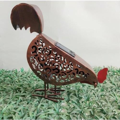 Spot outdoor solar animal lights bowed chicken lights wrought iron decorative lights wrought iron rooster lights