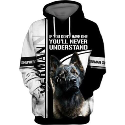Unisex 3D German Shepherd Graphic Hoodie Harajuku Hoodie Alt Clothing Animal Crossing Streetwear Oversized Hoodie Pullover QW-57