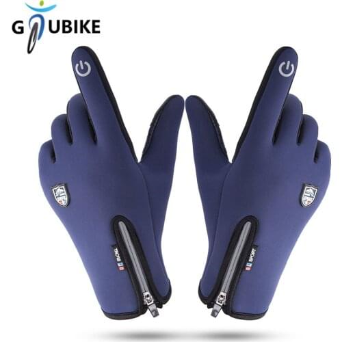 GTUBIKE Touch Screen Full Finger Cycling Gloves Waterproof Functional Sports Gloves Plus Velvet Keep Warm Winter Fishing Gloves