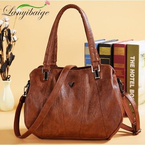 Vintage Three Space Bag PU Leather Luxury Handbags Women Shoulder Bags Designer Handbag High Quality Sac A Main Ladies Hand Bags