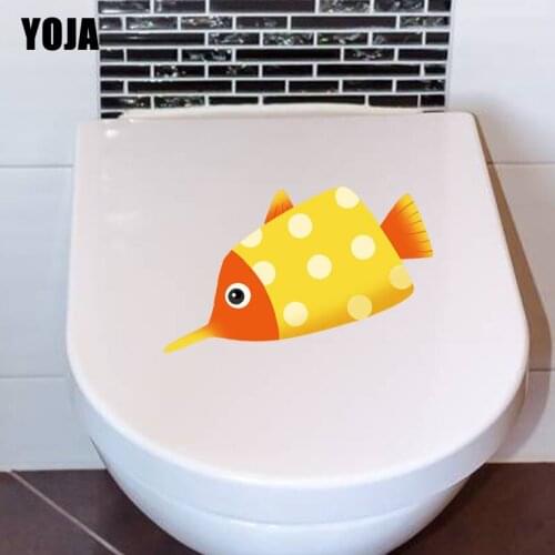 YOJA 23.6*12.3CM Wave Spot Fish Living Room Home Decor Toilet Sticker Wall Decal T3-1049