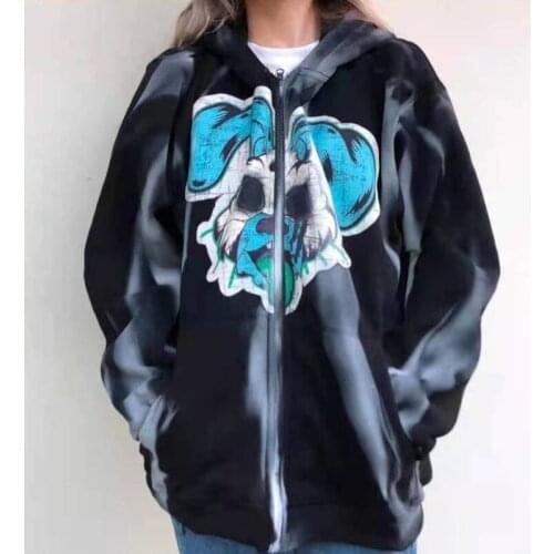 High Street Hip-hop Hoodie Jacket Women Loose Plus Size Streetwear Sweet Cool Couples Coat Autumn Winter Plus Velvet Warm Hoodie