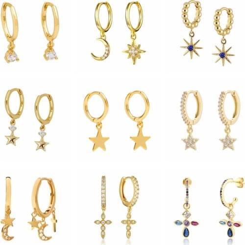 BOKAO 2021 Trend Earrings For Women Earrings Silver 925 Cross Star Drop Earring Piercing Jewelry Bijoux Femme Cartilage Серьги