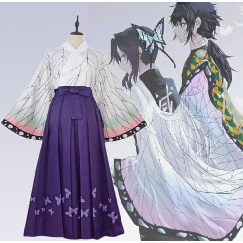 Cosplay Demon Slayer Kimetsu No Yaiba Kochou Shinobu Tomioka Giyuu Kimono Full Set Halloween Christmas Party Anime Costume